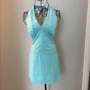 SEE YOU MONDAY 2pc Turquoise Halter & Skirt Set, NWT